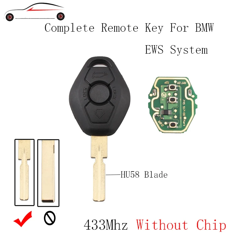 GORBIN 3Buttons HU58 Blade 433Mhz Remote Key For BMW 318 325 330 525 530 540 E38 E39 E46 EWS M5 X3 X5 System key NO chip | Автомобили и