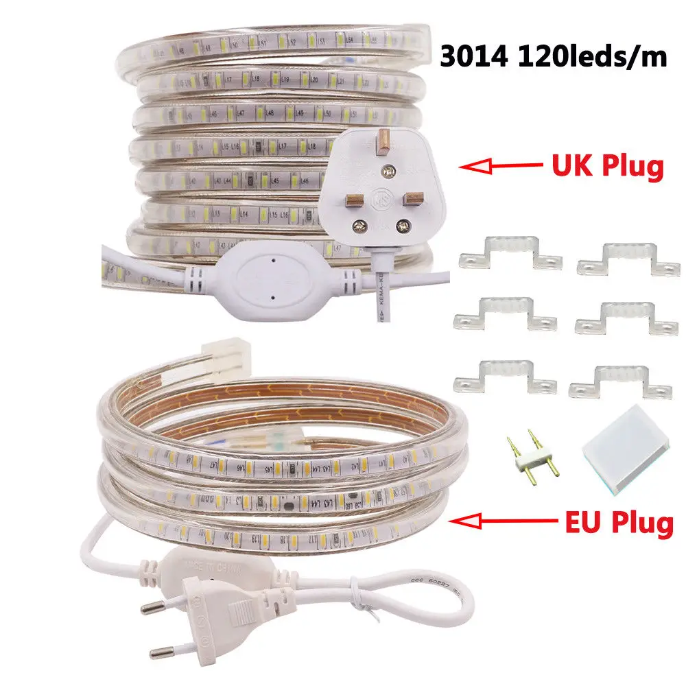 Светодиодная лента 220 в 240 В переменного тока IP67 водонепроницаемая 3014 SMD 120
