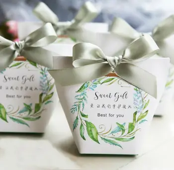 

100 Pcs Sweet Gift Wedding Favors Candy Boxes Sachet Bomboniera Party Favors Gift Box Paper Candy Bags Chocolate Box