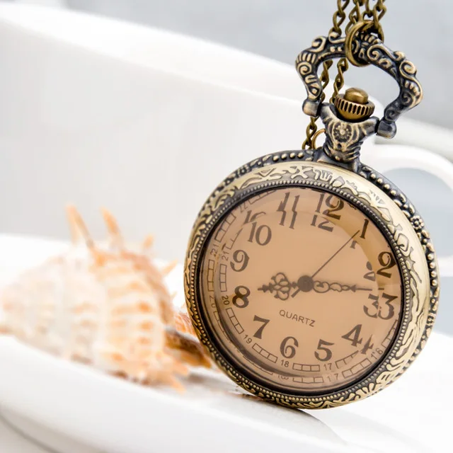 Римские цифры коричневый карманные часы старинные карманные часы без крышки унисекс Элитный бренд цепочки и ожерелья кулон часы с