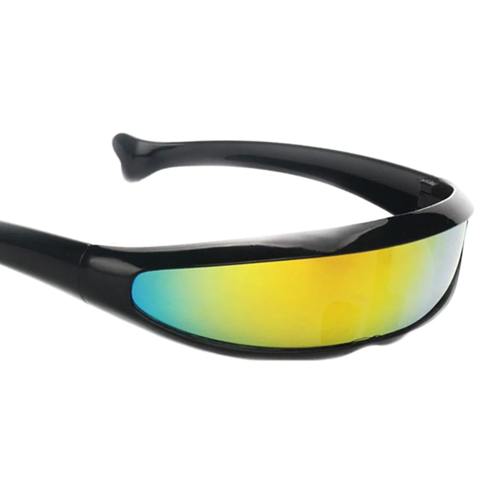 Pack of 8pcs Rainbow Color Novelty Narrow Metallic Futuristic Soldier Space Alien Robot Sunglasses Costume Photo Props