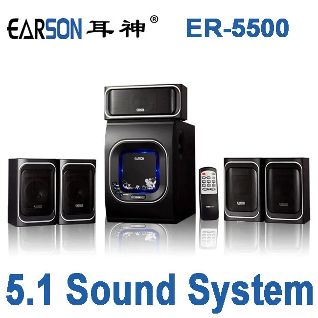 2015 Real Barra De Sonido Ershen Er5500 Wooden Subwoofer Home Theater Computer Speaker 5.1 Channel K Song Speakers