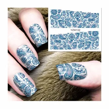 YZWLE 1 Sheet Watermark Nail Stickers Flower Nail Art Water Transfer Sticker Decals Nails Wraps Decor 132