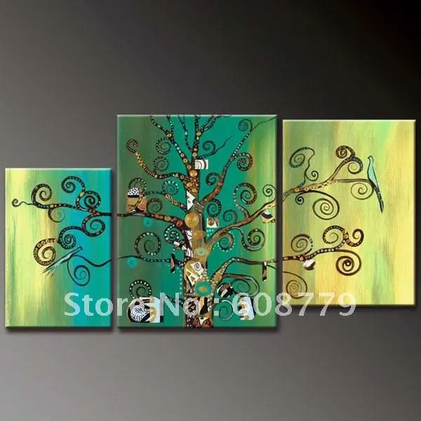 

Free shipping stretched abstract famous tree art painting