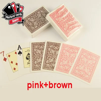 Magic Fournier 2818 помеченные игральные карты для продажи 6 цветов в магазине карт с покерным размером 2-PIP Jumbo - Цвет: 2 brown and 2 pink
