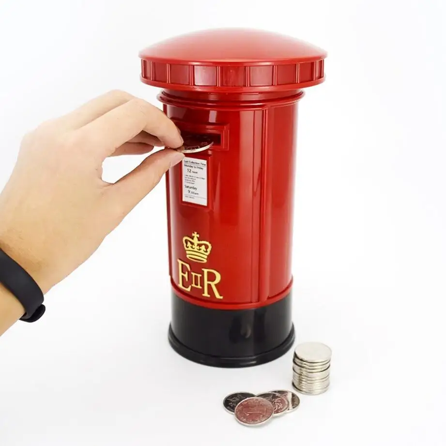 Retro Mailbox Shape Piggy Bank with LED Night Light ...