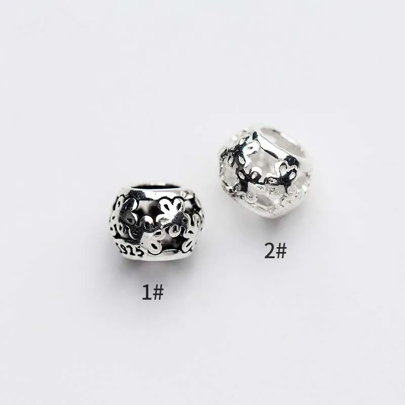 

2pcs/lot 925 Sterling Silver Craft Hollow Out Spacer Beads 7mm Big Hole Flower Silver Charm Beads DIY Jewelry Making Bracelets