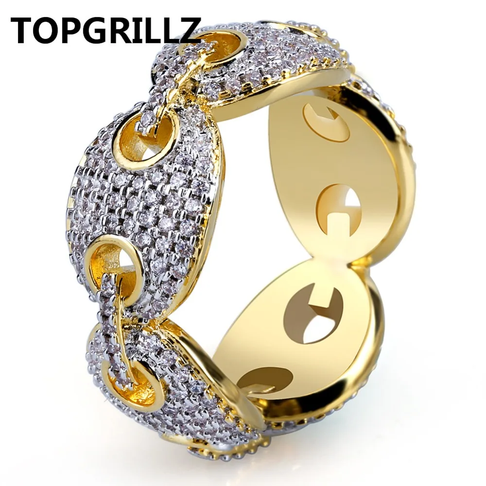 TOPGRILLZ, хип-хоп, дизайн, Iced Out, звено цепи, кольцо, Micro Pave AAA циркон, позолоченное кольцо для мужчин, шикарные, вечерние, подарок