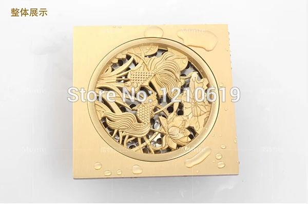 

New US Free Shipping Wholesale And Retail 4" Stainless Steel Golden Polish Balcony Bathroom Square Floor Drain Shower Strainer