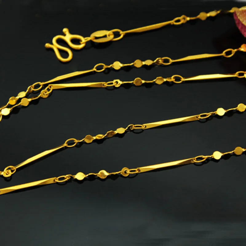 

Fashion 24K Gold Color 1-2mm Water Wave Chain snake chain Necklace For Women fit pendant Jewelry Necklace link Chains for women