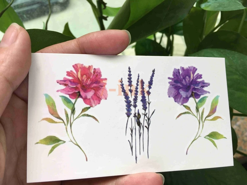 

Water Transfer Tatto sticlers color flower lavender tatoo on body art Waterproof Temporary fake Tattoo for gril woman 10.5*6cm