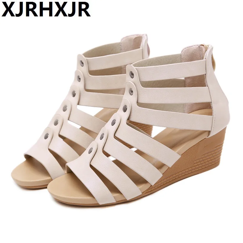 XJRHXJR/2019 г. хит продаж новые сандалии женские туфли на танкетке 5 см с открытым