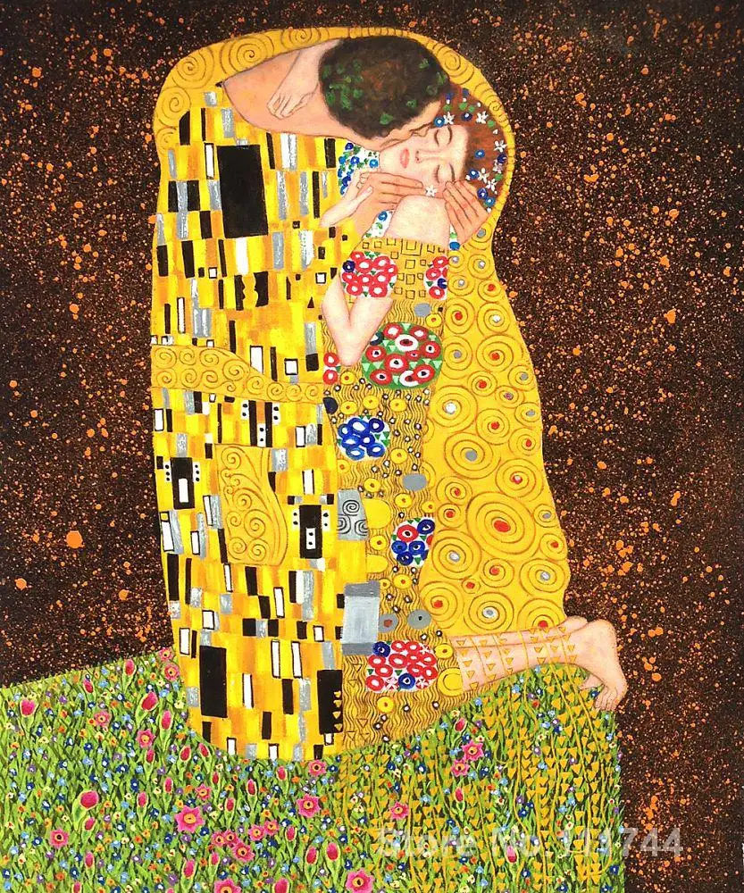 

Colors Modern wall art The Kiss (Full view) by Gustav Klimt paintings reproduction High Quality Hand painted