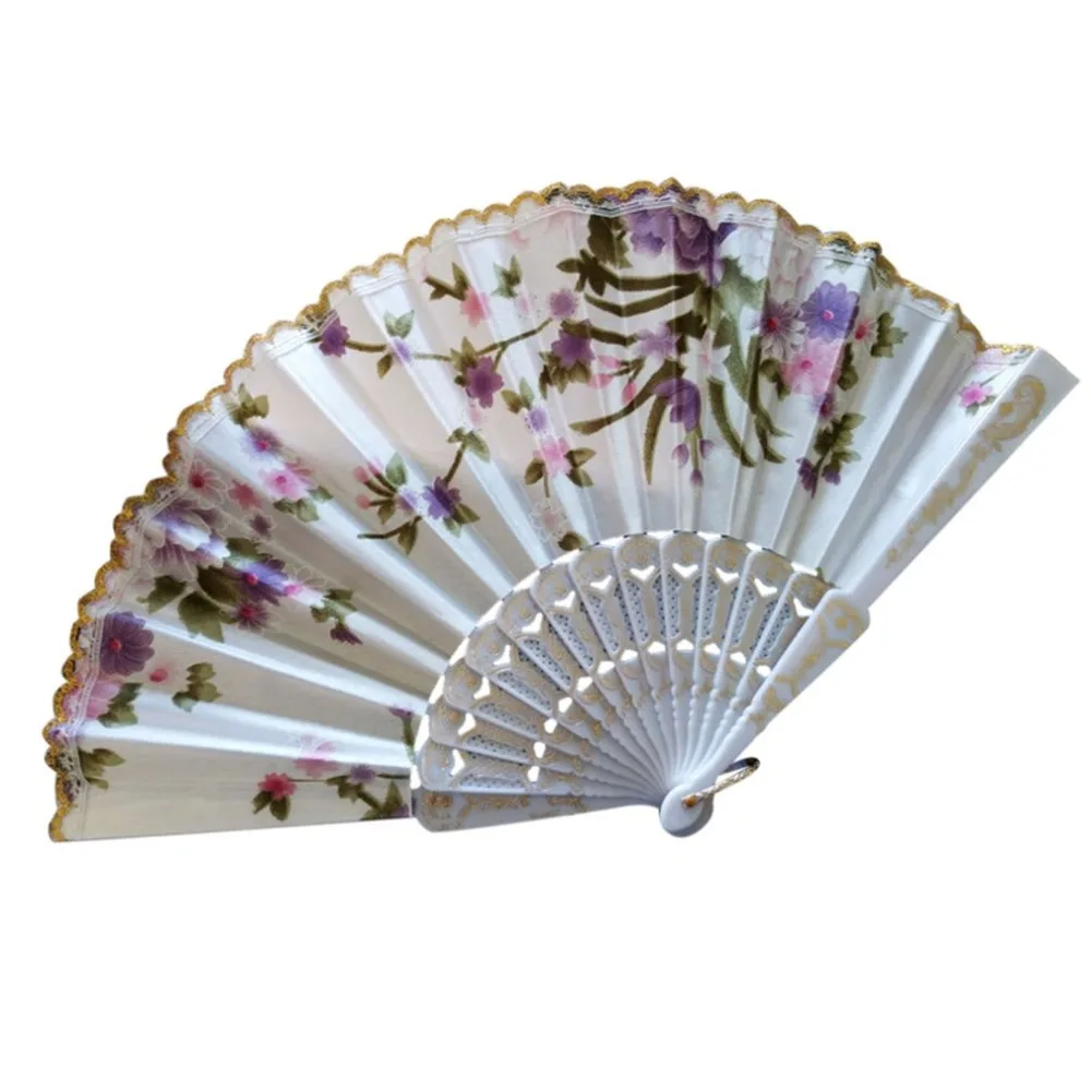 Летний стиль складной ручной вентилятор ткань цветочный свадебный танец пользу Карманный вентилятор