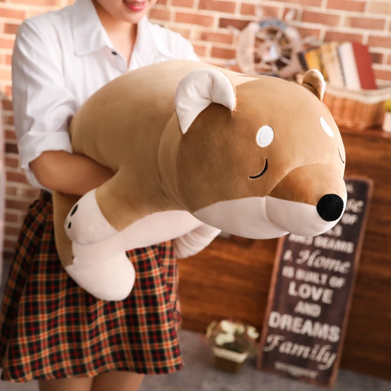 Kawaii Мультфильм Лежащая плюшевая мягкая собака большие игрушки Шиба ину собака кукла милые животные Детский подарок на день рождения корги плюшевая подушка