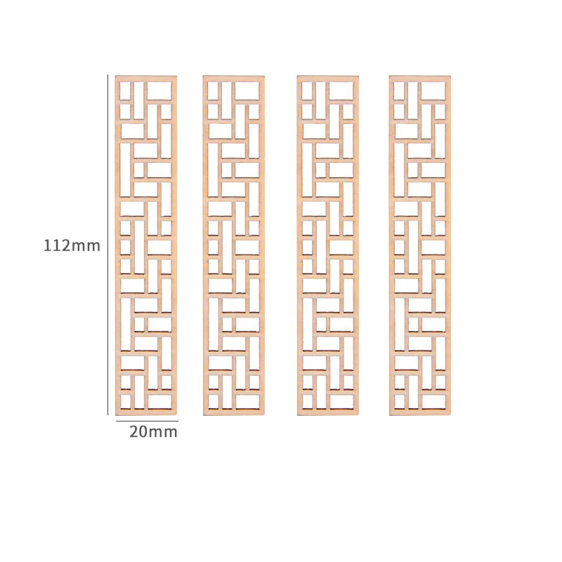 4 шт кукольный домик мини мебель миниатюрная кукла аксессуары китайский стиль деревянный узор экран - Цвет: D-12