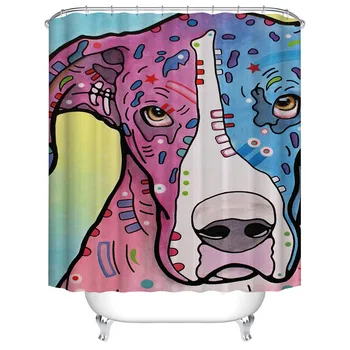 

2020 New Cute Dog And Cat Shower Curtains Waterproof Bath Decor Shower Curtains Adult Cute S/L Size Printed Bathroom Curtains