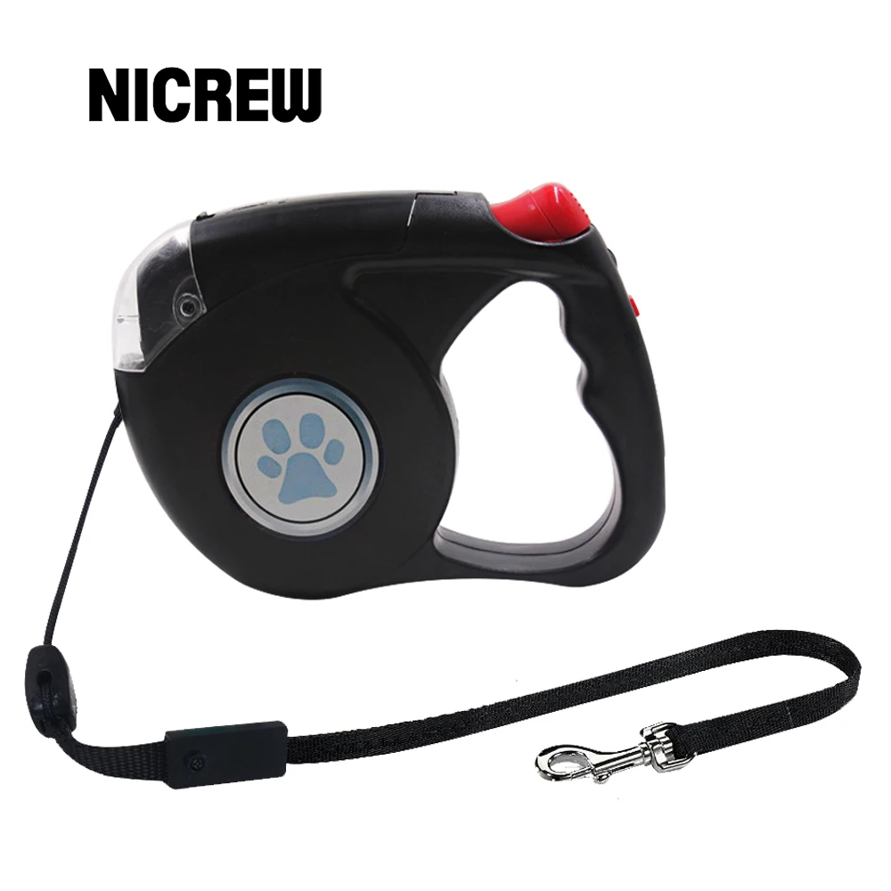 Nicrew автоматический выдвижной поводок для собак, для легкого захвата, светодиодный поводок для собак, поводок для маленьких и больших собак