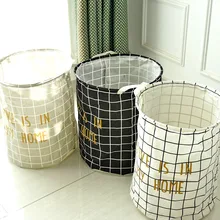 Хлопковая льняная игрушка ZAKKA корзина для хранения белья большой емкости решетка Серый Черный Белый с ручкой СКЛАДНАЯ КОРЗИНА 40x50 см