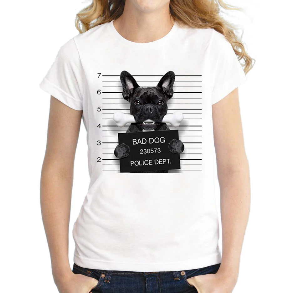 Fran C3 ais Le T 6 22 40 De Reduction 18 Offre Speciale Chien Police Dept Design Femmes T Shirt Bouledogue Francais T Shirt Nouveaute A Manches Courtes T Shirt