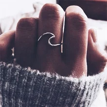 FNIO, античное розовое золото, серебро, волнистое кольцо для женщин, простое металлическое серферное кольцо средней длины, кольца для серфинга, океанское кольцо из проволоки