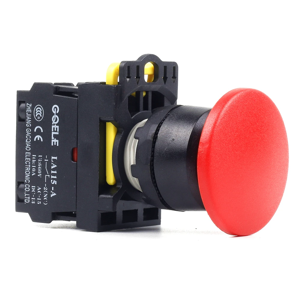 

5 PCS Push button switch Mushroom button Latching OR Momentary IP40 LA115-A1-11M-G