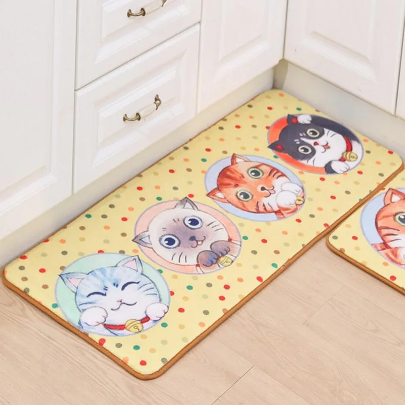 Приветственный напольный коврик, противоскользящие кухонные ковры, коврики с рисунком кота, водопоглощающий коврик для ванной комнаты, коврики для гостиной, домашний декор - Цвет: E