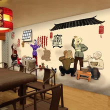 Photo wallpaper Chinese retro wallpaper traditional noodle Hot pot shop pasta vermicelli restaurant commercial mural wallpaper