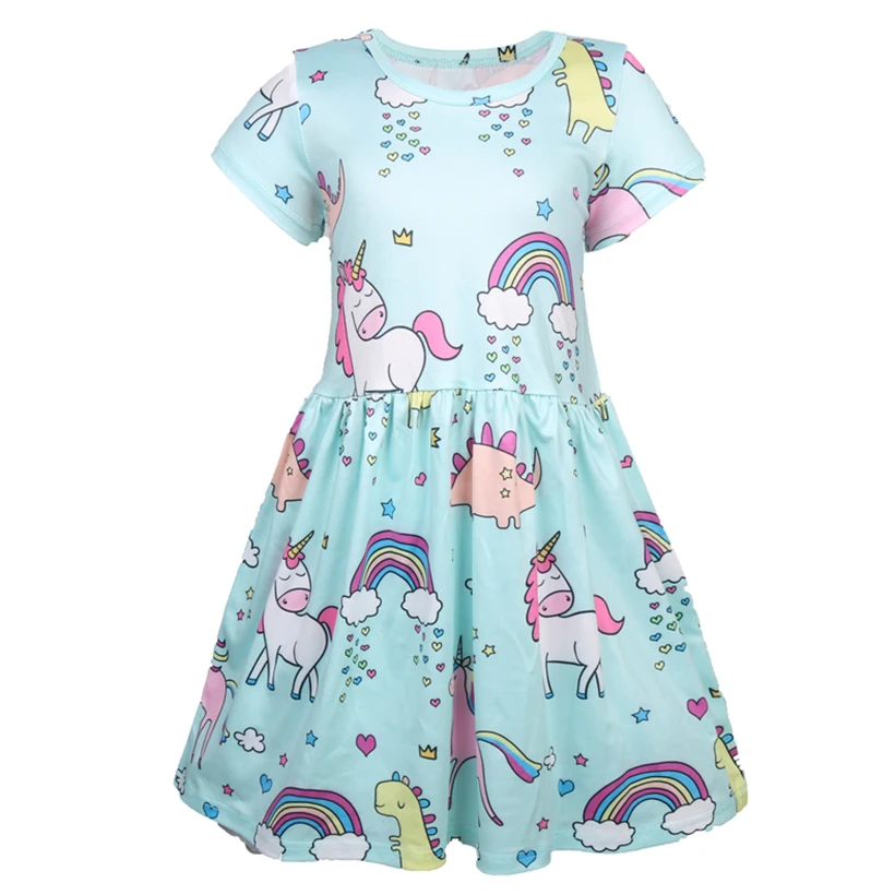 

Baby Girls Summer Dress 2019 cartoon Princess clothes for Girls Unicorn Dress Kids Clothing Children Vestidos 1212