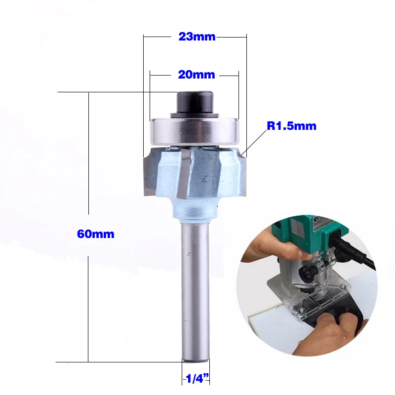 1 шт. 1/" хвостовик Высокое качество деревообрабатывающий фреза r1мм r1.5мм r2мм нож для обрезки кромки триммер 4 зубья деревообрабатывающий фреза - Длина режущей кромки: R1.5mm