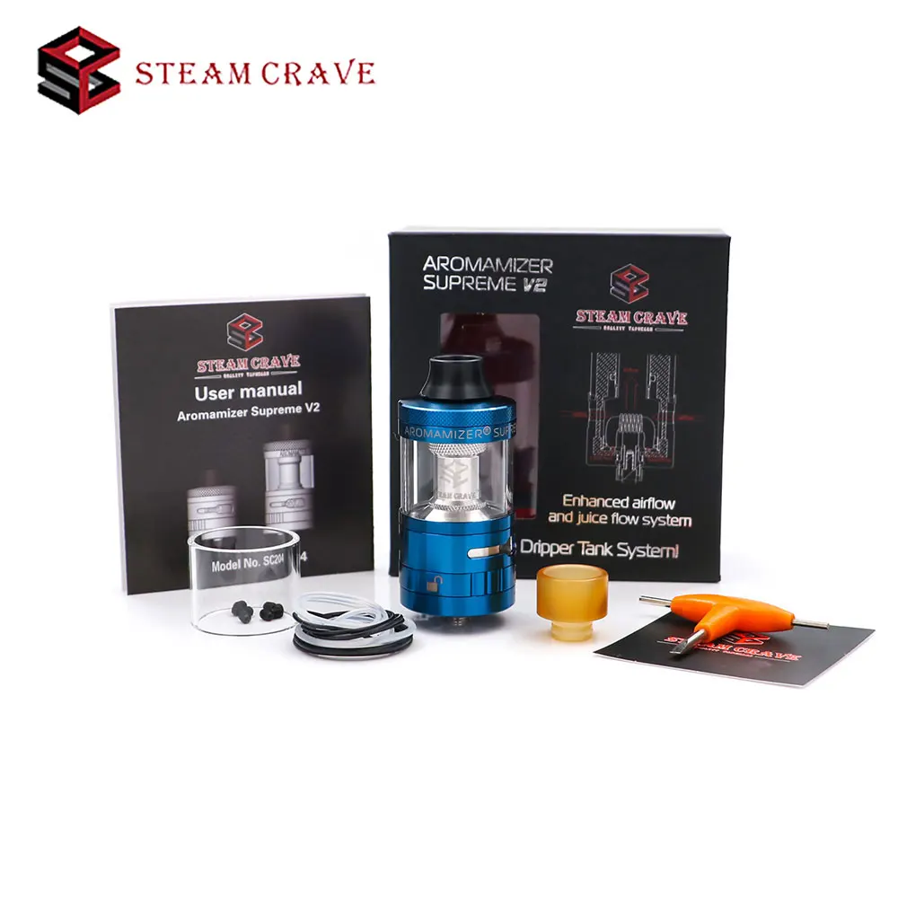 Original Steam Crave Aromamizer Supreme RDTA Version 2 RTA 5ml Tank with 25 Diameter & Postless Steam Crave Vs Elite RDTA/Manta