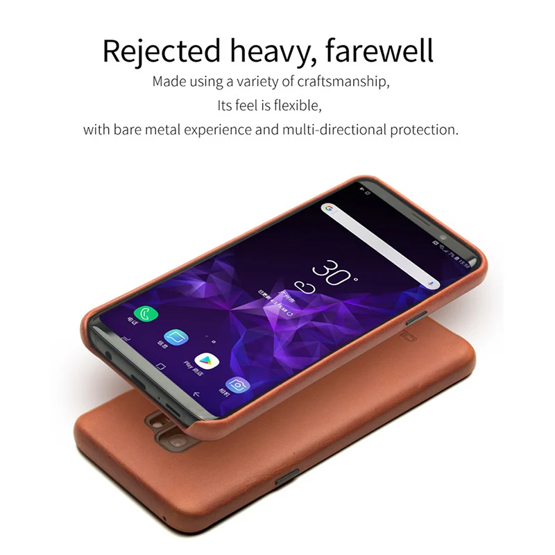Ультратонкий чехол QIALINO из натуральной кожи для Samsung Galaxy S9 модная роскошная сумка