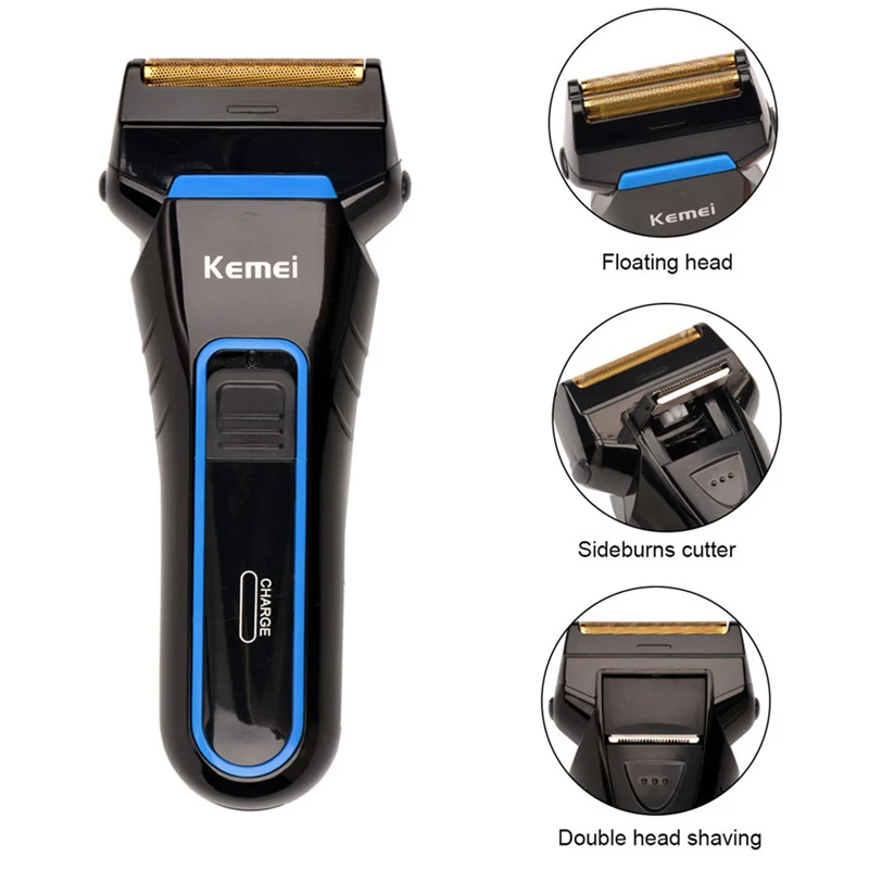 Professional Kemei Shaver For Men Beard Trimmer Shavers Double Blade Floating Heads100 240V