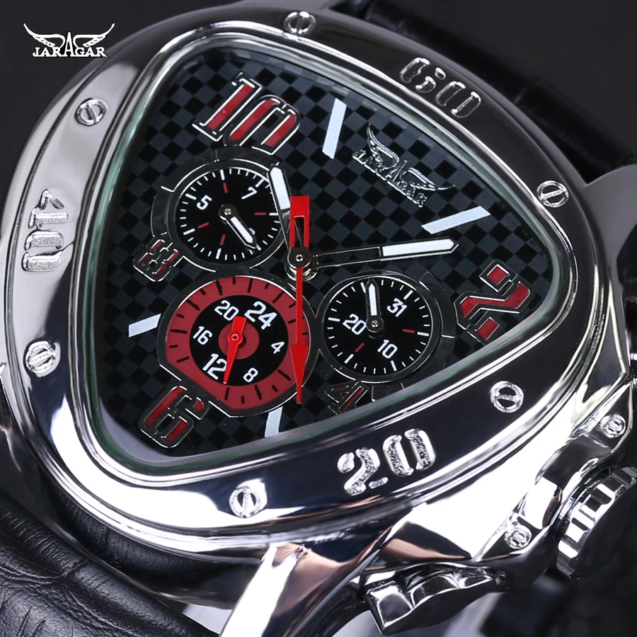 Original font b JARAGAR b font Men Watch Triangle Big Dial Luxury Famous Brand Watches Waterproof