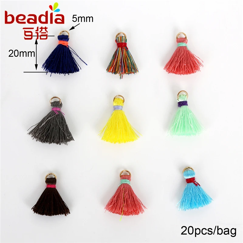 cheap 10 20pcs Bag (10mm+3mm) amp;(20mm+5mm) Single Lap Color Mixing Cotton Lace Tassel Polyester Line Clothes Home Decorative Accessory