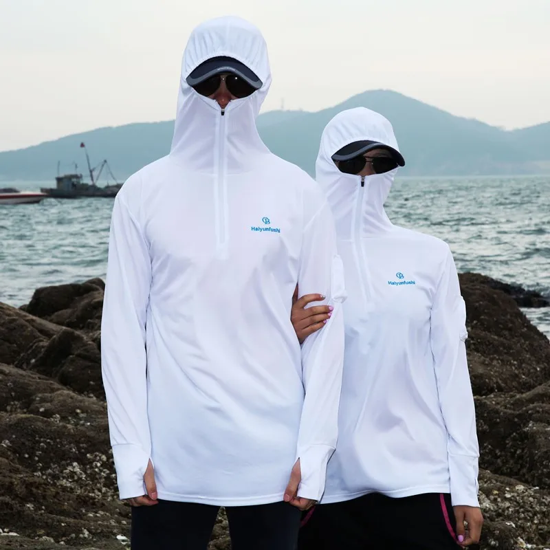 Новая Мужская/женская брендовая одежда для рыбалки, одежда для защиты от солнца с длинными рукавами, рыбацкая рубашка с капюшоном, дышащая впитывающая УФ-защита