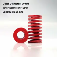 Molde de compressão de carga média e vermelha, mola de compressão de 20mm de diâmetro interno, molde para carga 10mm, comprimento do mola, 1 peça 20-65mm