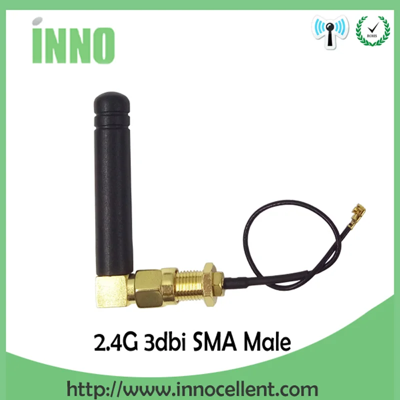 

50pcs 2.4Ghz Zigbee wifi antenna Small pepper module aerial SMA male rubber antenna + PCI U.FL IPX to RP-SMA Pigtail Cable