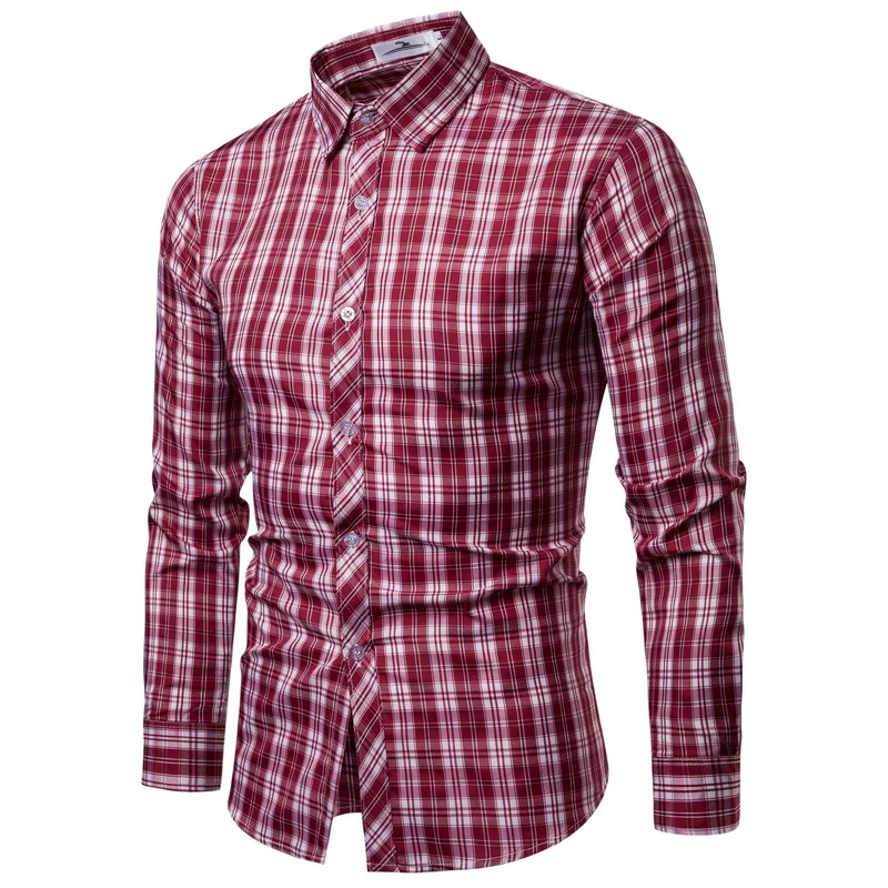 Drop Shipping Men Plaid Shirt Long Sleeve Cotton Shirts 2019 Fashion Regular Casual Red Checkered Chemise Homme Man Clothes Drop Shipping Men Plaid Shirt Long Sleeve Cotton Shirts 2019 Fashion Regular Casual Red Checkered Chemise Homme Man Clothes