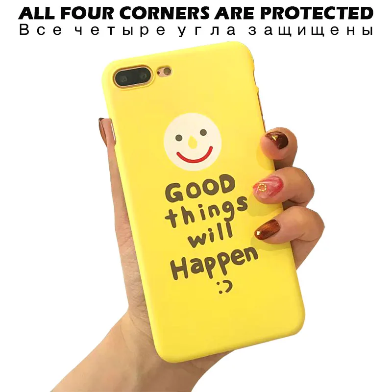 KIP7P1184_3_Frosted Case For iPhone 7 Hard Protective Case For iPhone X iPhone 6 6S 7 8 Plus Smile Face Pattern Back Cover