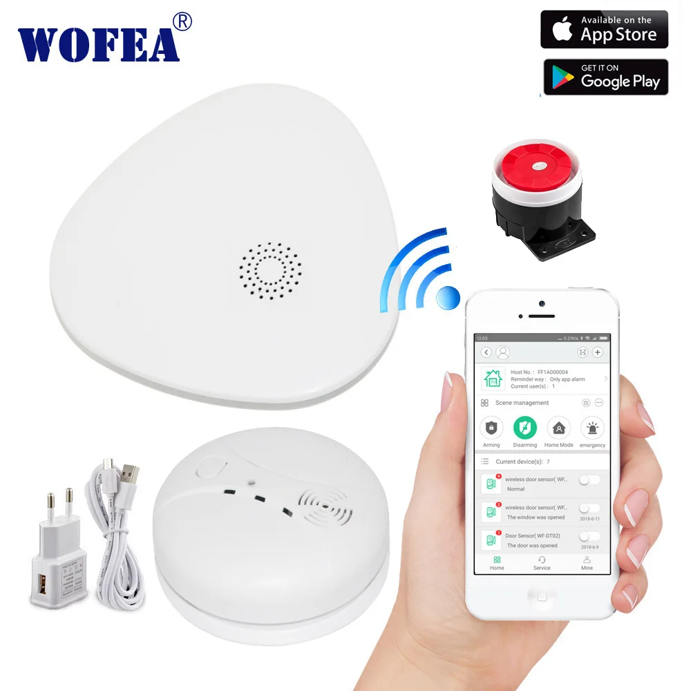 Wofea умная wifi система охранной сигнализации wifi шлюз дымовая сигнализация с видео camare система управления приложением SMS и уведомления о телефонных звонках