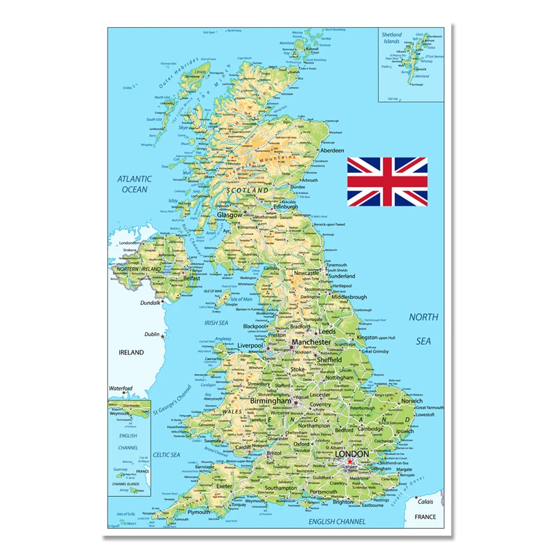 United Kingdom Map Poster Size Wall Decoration Large Map of The United Kingdom 54x80cm Waterproof and tear-resistant pc001 large size retro nostalgic ancient rome bird s eye view 72x32cm map poster wall map home decoration wall sticker