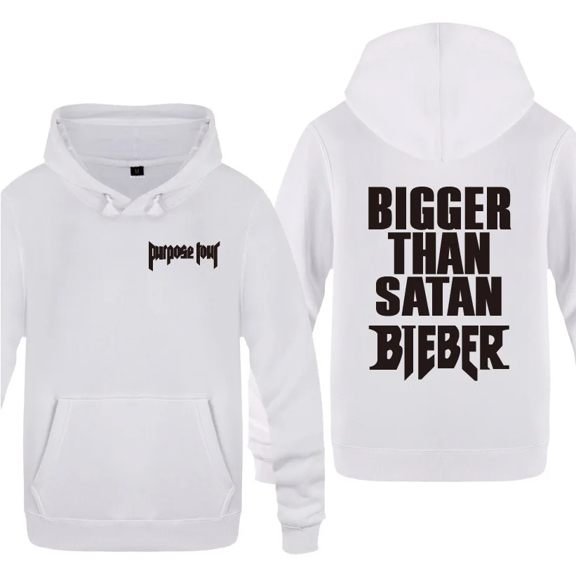 Mens Hoodies Justin Bieber Bigger Than Satan Purpose Tour Concert Hoodie Men Fleece Long Sleeve Man Sweatshirt Hip Hop Pullover