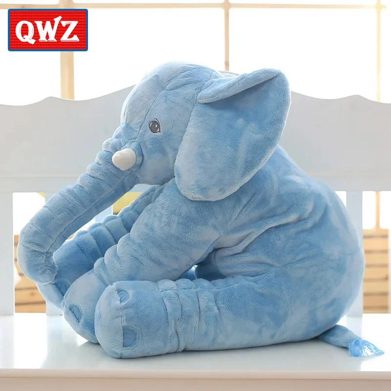 QWZ 1 шт., большой размер, 60 см/40 см, для младенцев, мягкий, успокаивающий слон, Playmate, спокойная кукла, детские игрушки, слон, подушка, плюшевые игрушки, мягкая кукла - Цвет: Синий