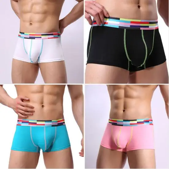 4pcs D Нижнее белье мужские сексуальные боксеры Модные дышащие хлопковые боксеры Мужское нижнее белье Мягкие Трусы Calzoncillos Мужские трусы 4 шт./партия - Цвет: 4pcs D