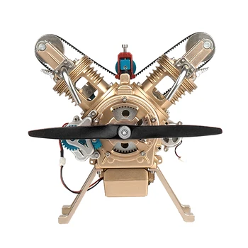 

V2 Dual-cylinder Mini-engine Metal Assembled Model Toy