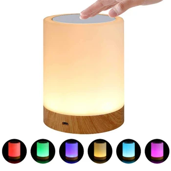 

LED Night Light Rechargeble Nightlight 6 Colorful Table Bedside Lamp Breathing Touch Light Atmosphere LED Lamp