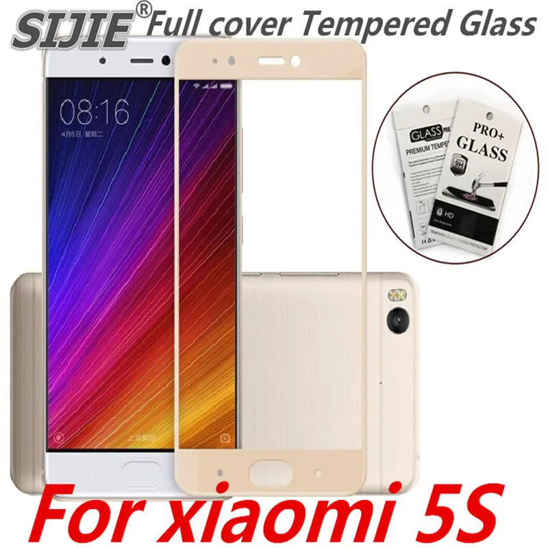 

Full cover Tempered Glass For xiaomi 5S M5S MI5S Screen cover protective smartphone case 9H on toughened black display frame