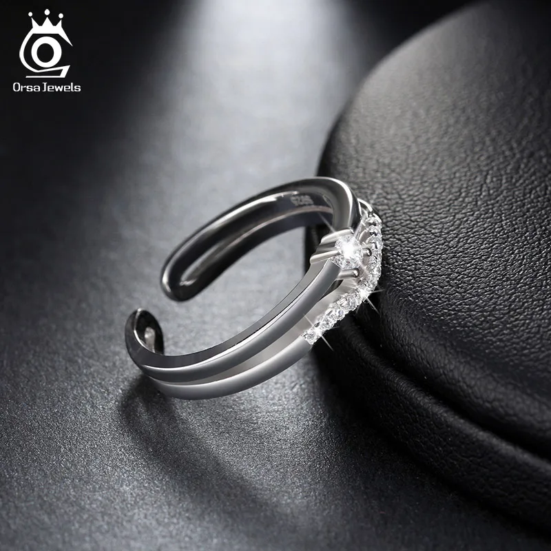 ORSA JEWELS Роскошные Австрийские кубические циркония AAA 925 кольца из настоящего стерлингового серебра кольцо модное ювелирное изделие для женщин SR19