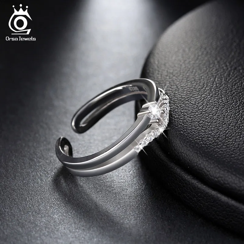 ORSA JEWELS 2019 Luxury AAA Austrian Cubic Zirconia 925 Rings Genuine Sterling Silver Ring Fashion Jewelry for Women SR19
